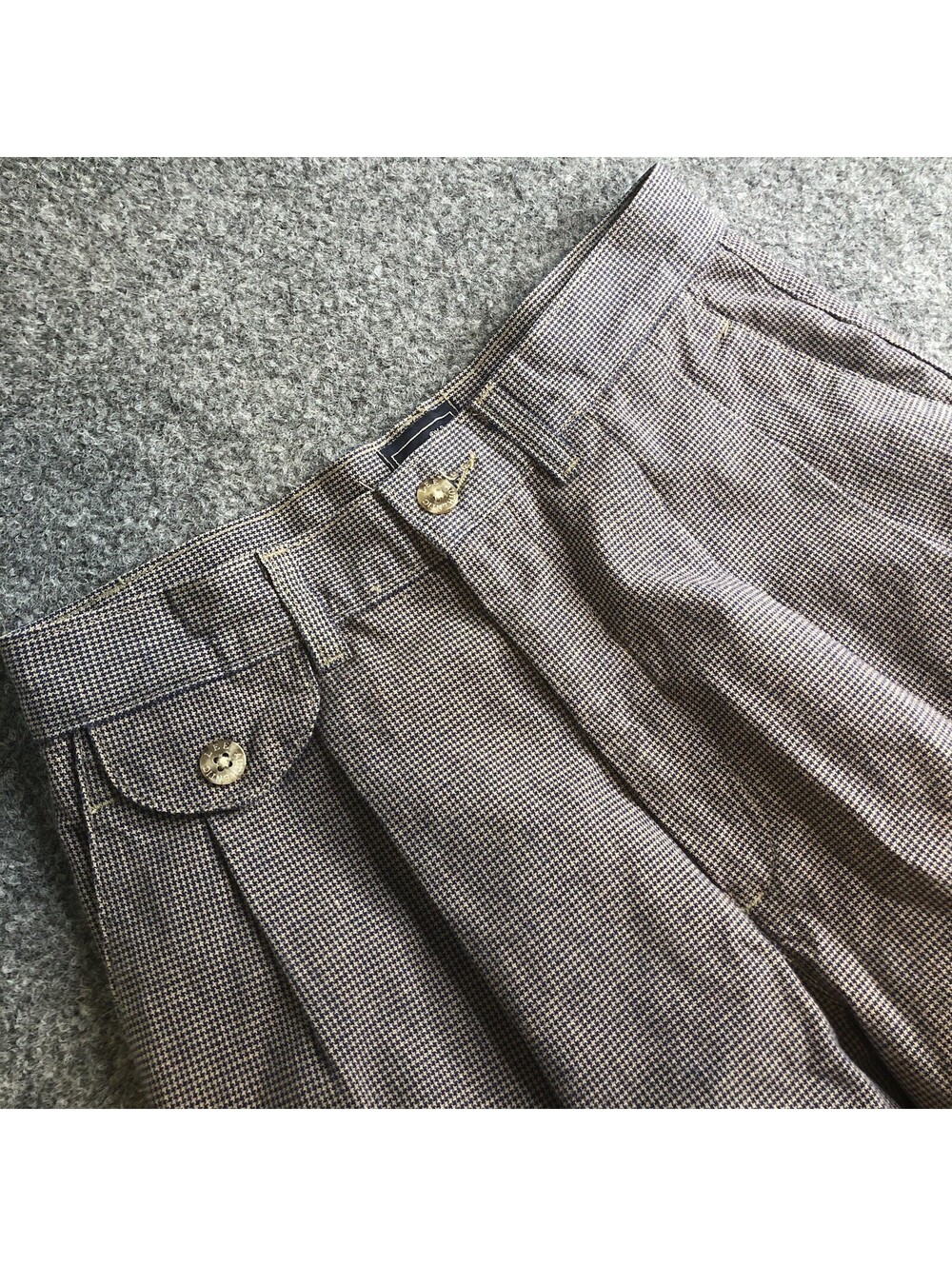 Mr. Lee Pants Womens 4 Brown Vintage 90s High Waist Houndstooth Cotton Pleated